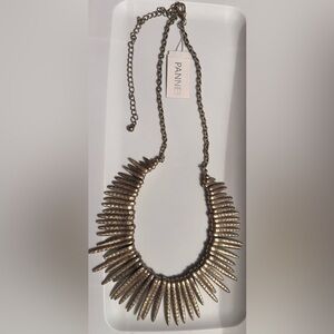 PANNEE Necklace matte gold statement textured graduated spikes NEW tag on